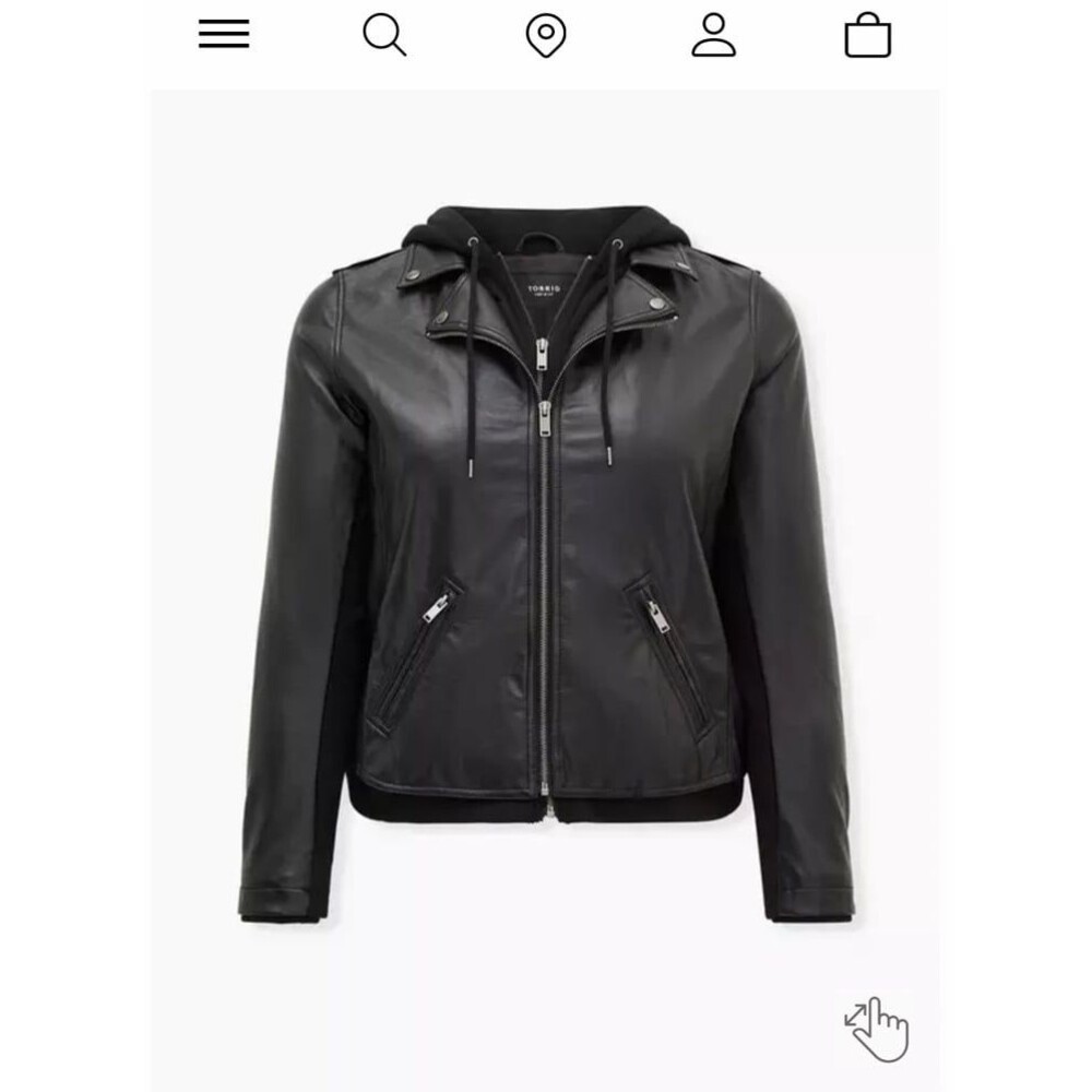 Torrid Black Mixed Media Hooded Moto Jacket